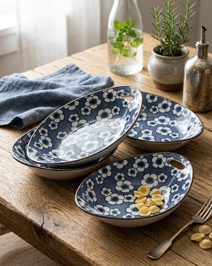 Indigo Bloom Serving Bowls - Set 4 Style - 1