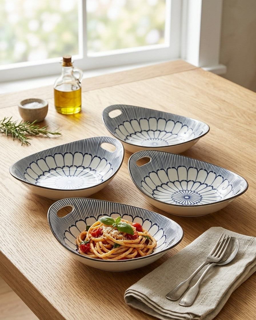 Indigo Bloom Serving Bowls - Set 4 Style - 2