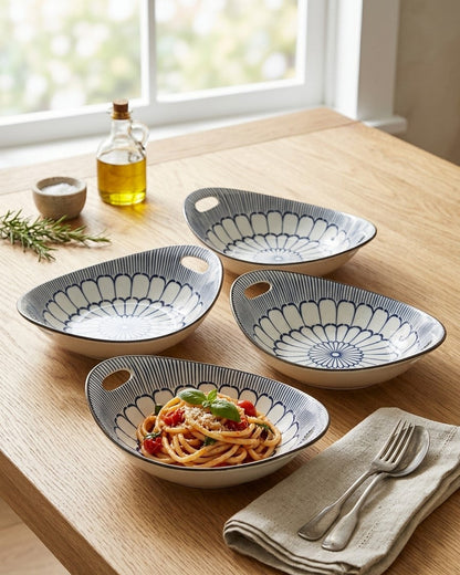 Indigo Bloom Serving Bowls - Set 4 Style - 2