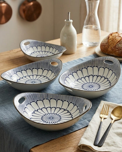 Indigo Bloom Serving Bowls - Set 4 Style - 2