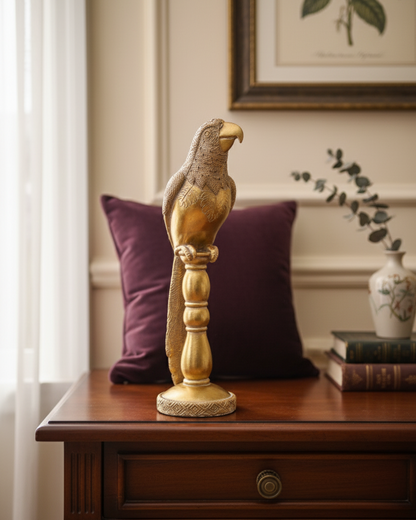 Golden Majesty Parrot Figurine