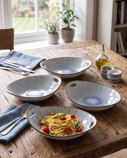Indigo Bloom Serving Bowls - Set 4 Style - 3
