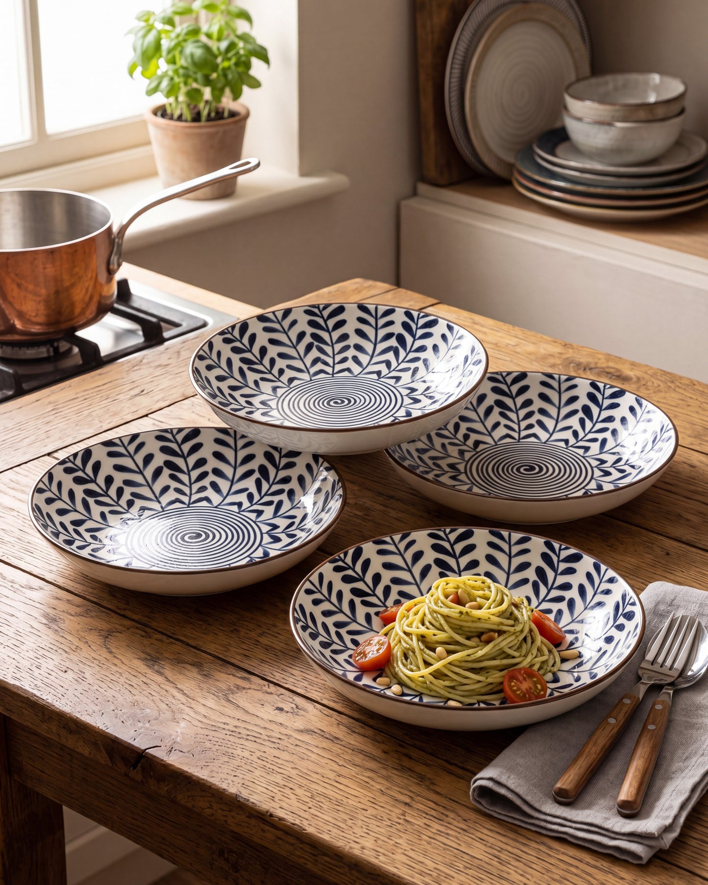 Indigo Rhythm Pasta Bowl - Set Of 4 Style - 2