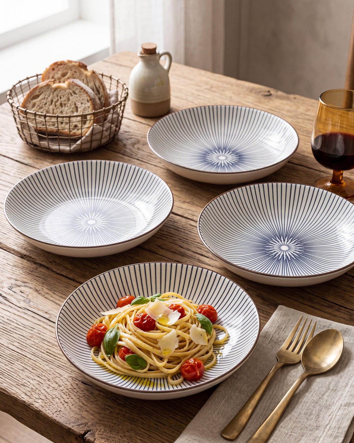 Indigo Rhythm Pasta Bowl - Set Of 4 Style - 1