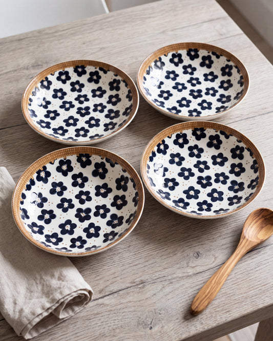 Floral Mosaic Pasta Bowl - Set Of 4 Style - 1