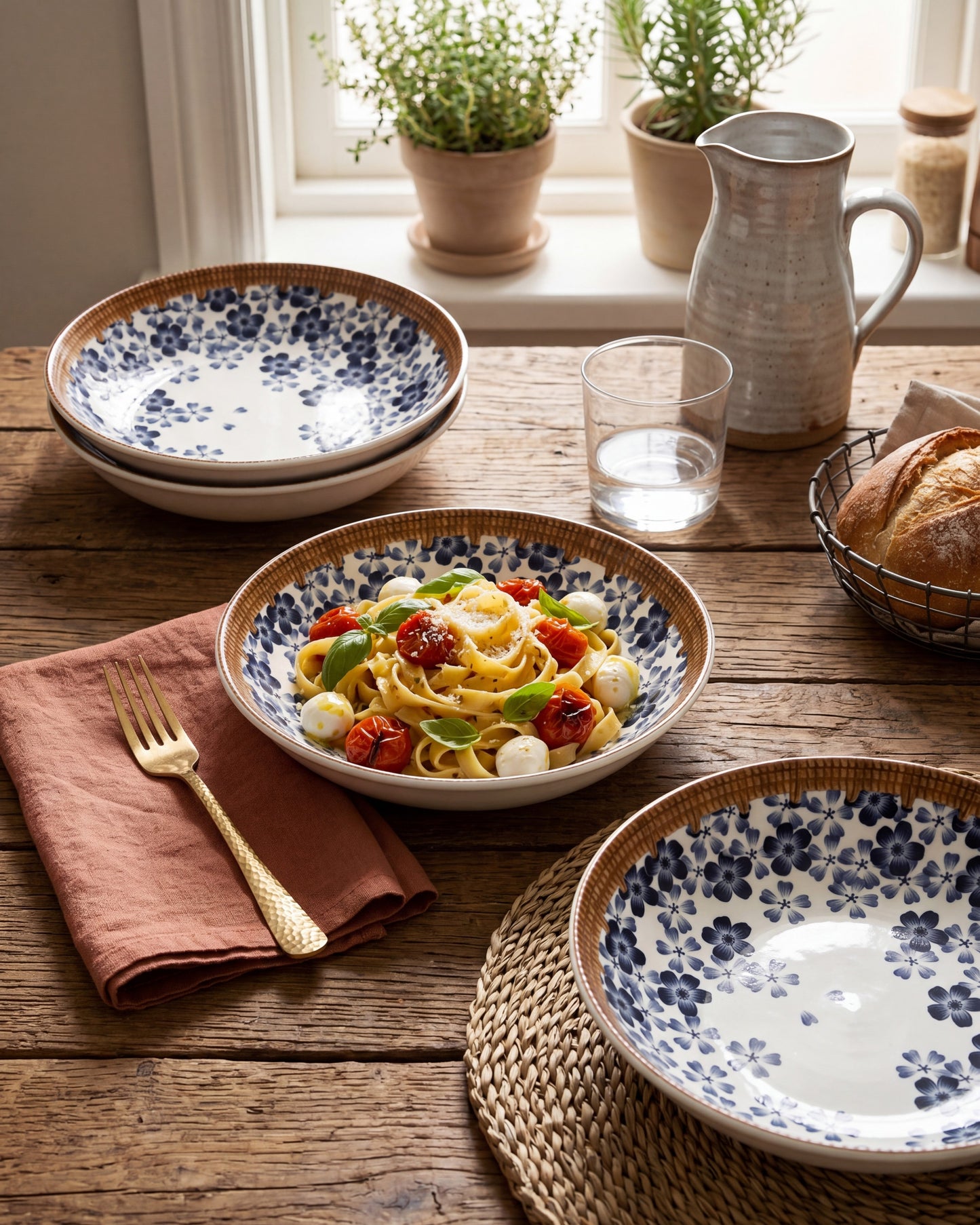 Floral Mosaic Pasta Bowl - Set Of 4 Style - 4