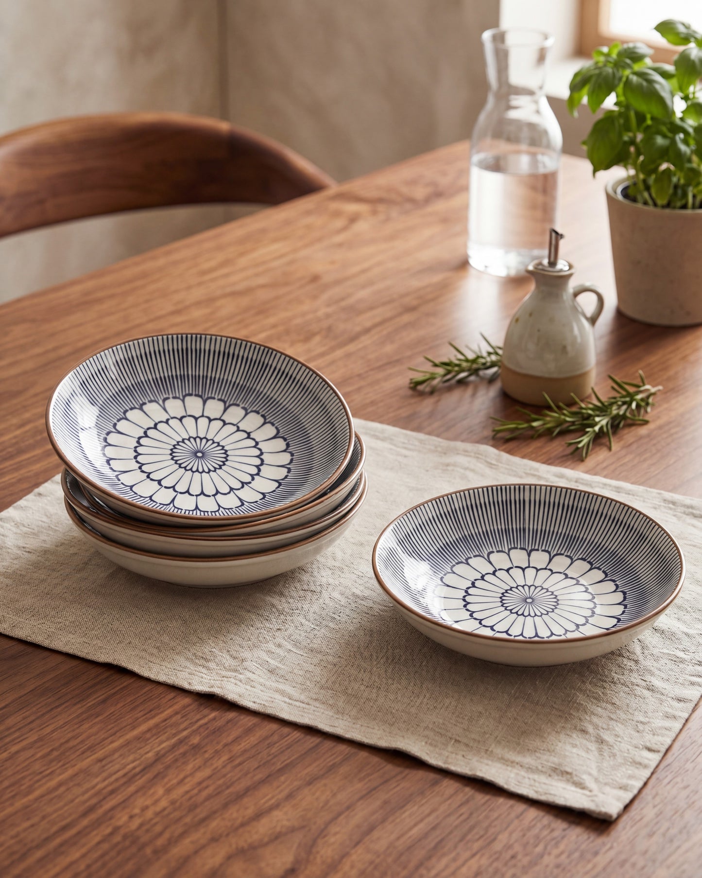 Indigo Bloom Pasta Bowl - Set Of 4 Style - 2