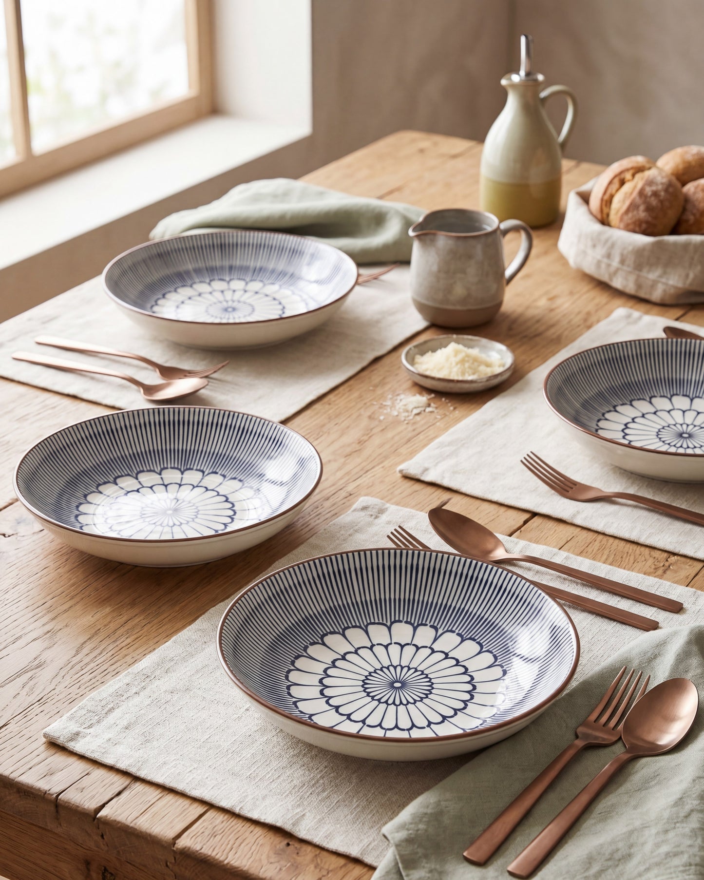 Indigo Bloom Pasta Bowl - Set Of 4 Style - 2