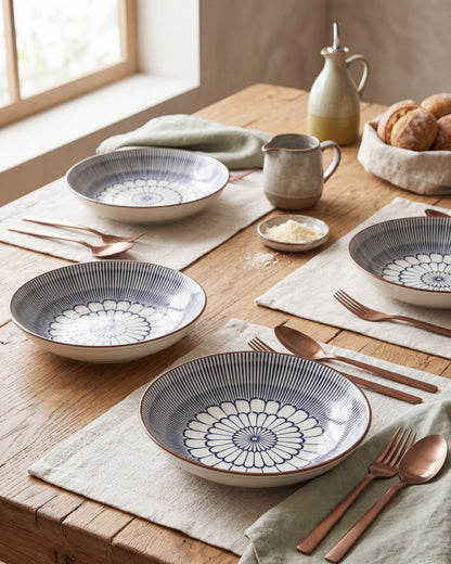 Indigo Bloom Pasta Bowl - Set Of 4 Style - 2