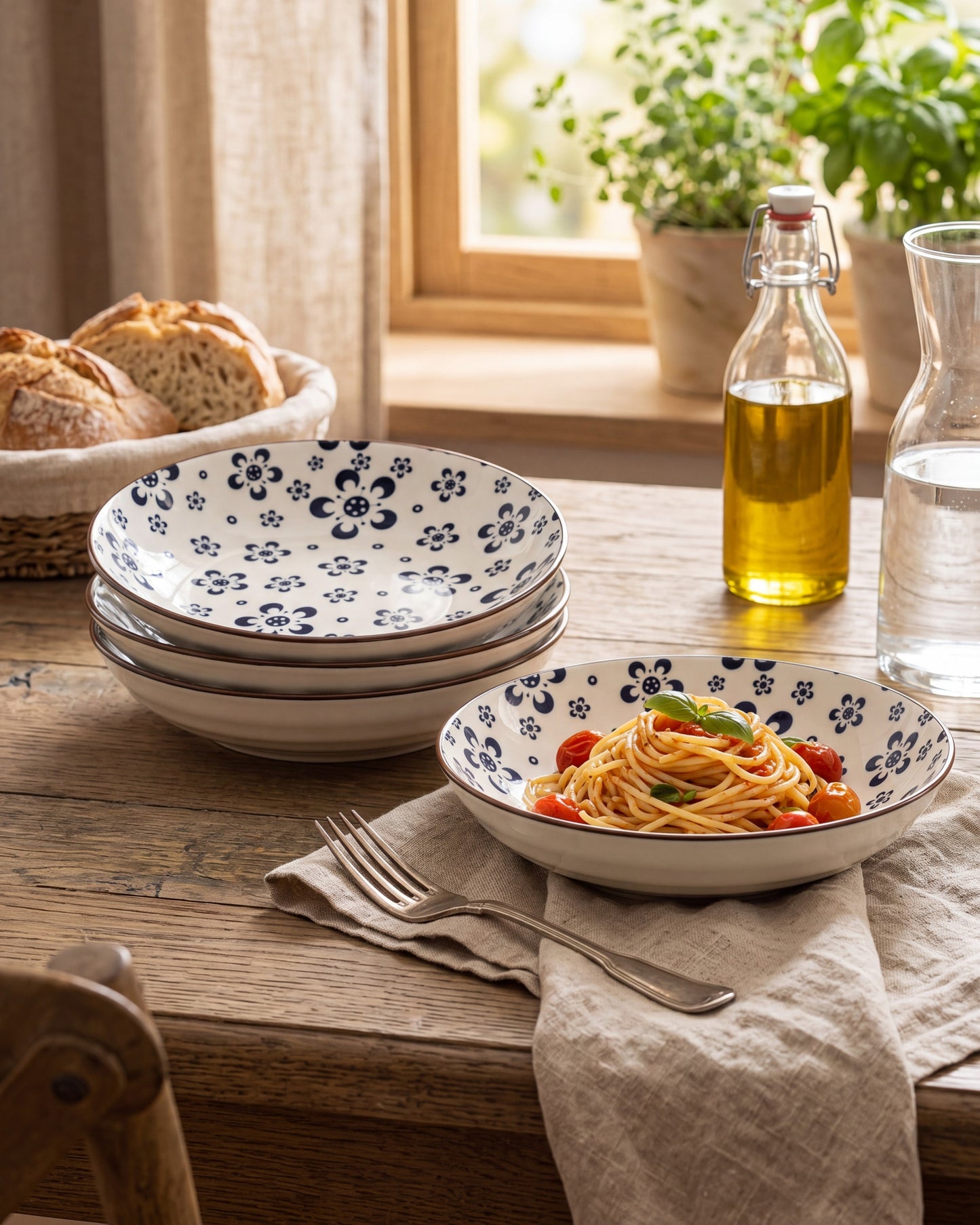 Ocean Bloom Pasta Bowl - Set Of 4 Style - 2