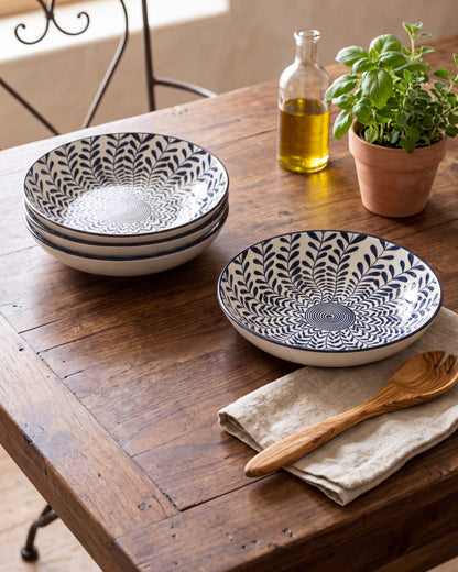 Indigo Bloom Pasta Bowl - Set Of 4 Style - 4