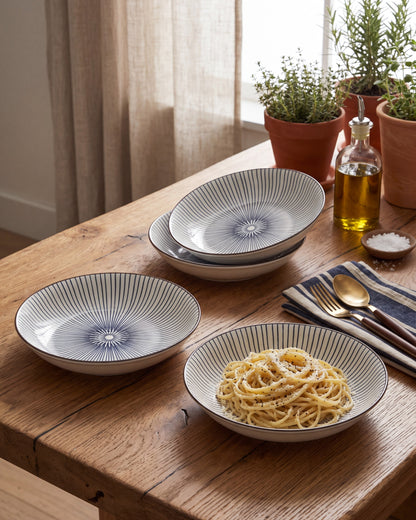 Indigo Bloom Pasta Bowl - Set Of 4 Style - 3
