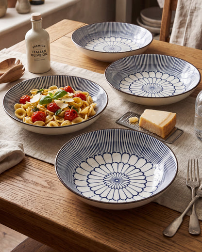 Indigo Bloom Pasta Bowl - Set Of 4 Style - 2