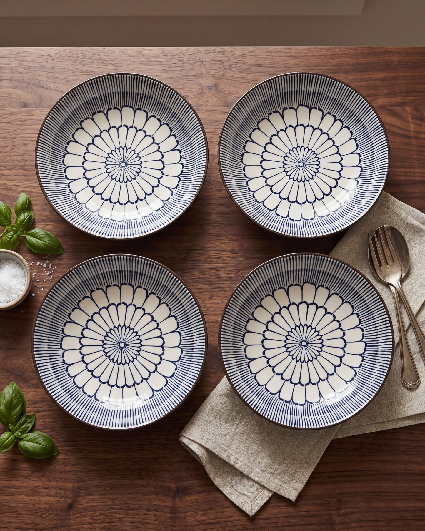 Indigo Bloom Pasta Bowl - Set Of 4 Style - 2