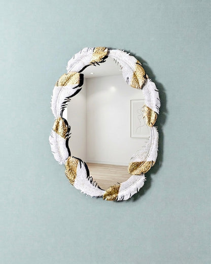 Ivory Feather Crest Wall Mirror