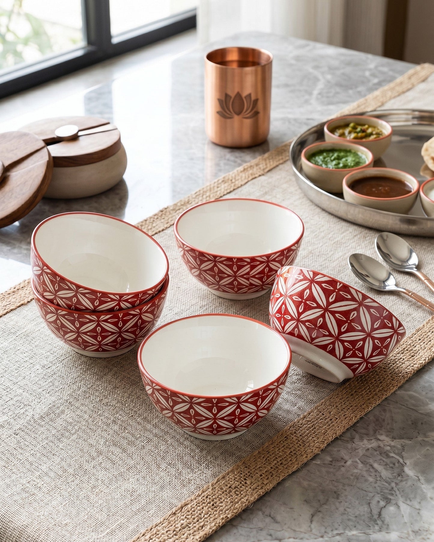 Floral Vine Katori - Set Of 5 Style - 1