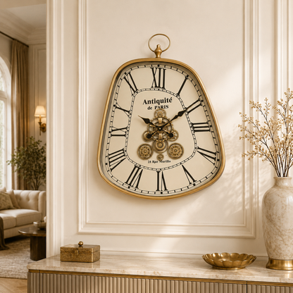 Crown Tick Luxury Designer Wall Clocks for the Home With Moving Gear Mechanism Buy Wall Clock Online (Steel Body)