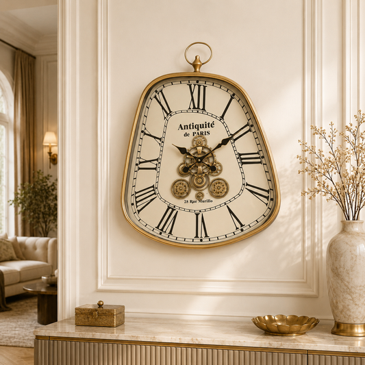 Crown Tick Luxury Designer Wall Clocks for the Home With Moving Gear Mechanism Buy Wall Clock Online (Steel Body)