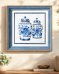 Blue & White Framed Wall art - 12"x12"