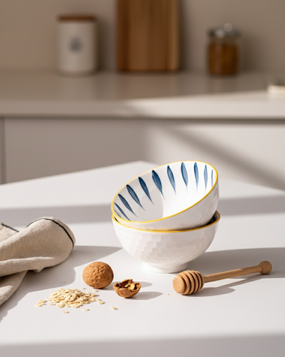 Sapphire Lines Ceramic Katori - Set Of 2