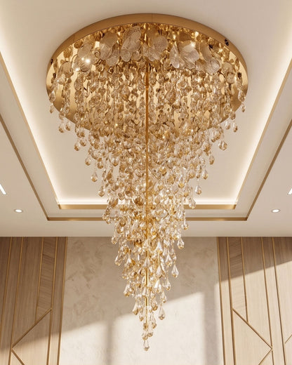 Royal Golden Crystal Cascade Chandelier