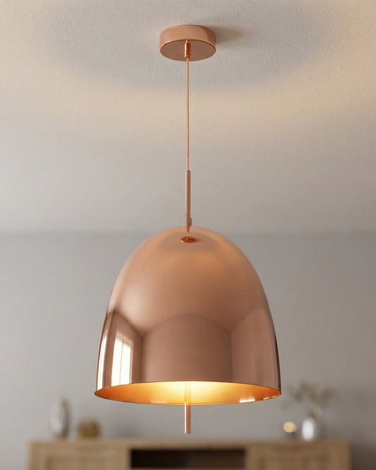 Glass Dome Pendant Light - Rose Gold