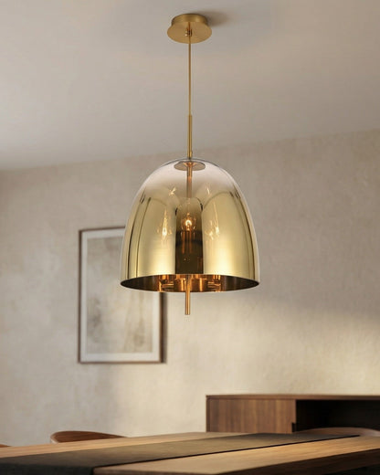 Glass Dome Pendant Light - Gold