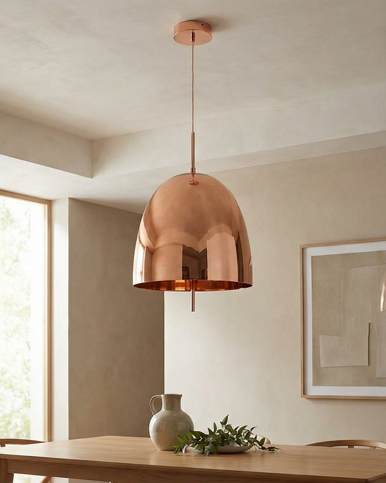 Glass Dome Pendant Light - Rose Gold
