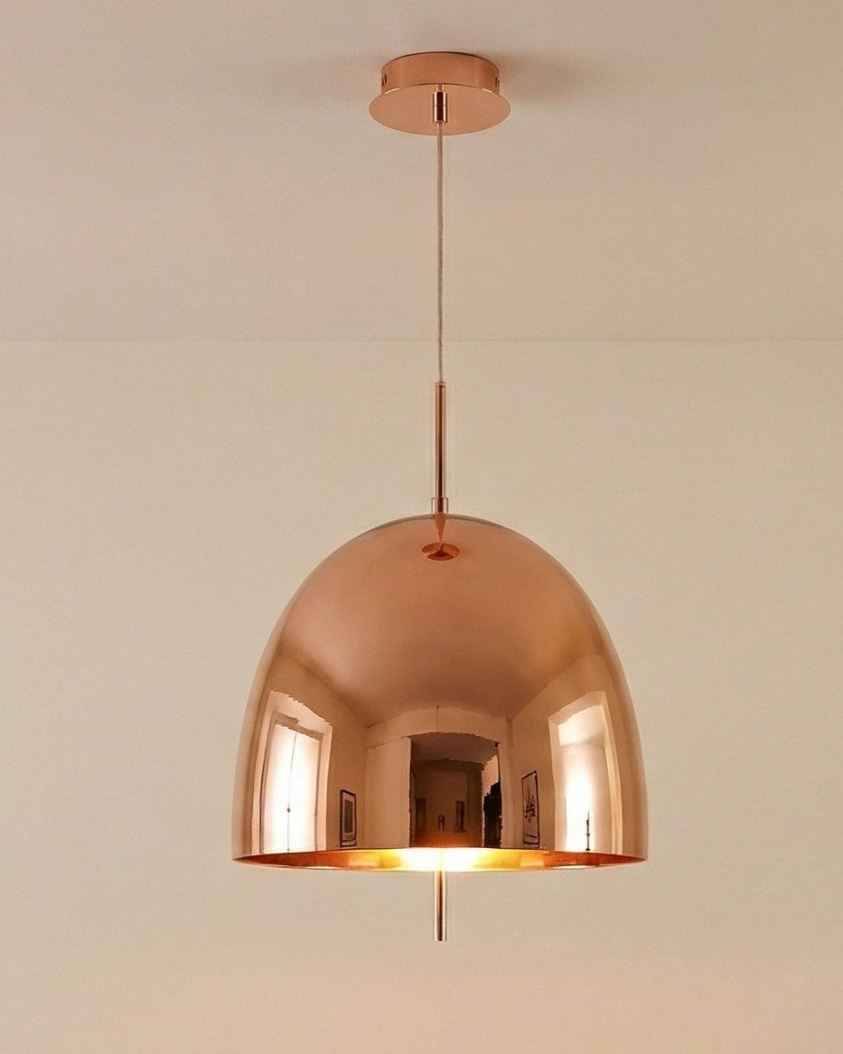 Glass Dome Pendant Light - Rose Gold