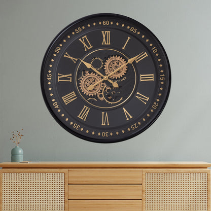 Midnight Dial Luxury Designer Wall clocks for the Home With Moving Gear Mechanism (Steel Body)