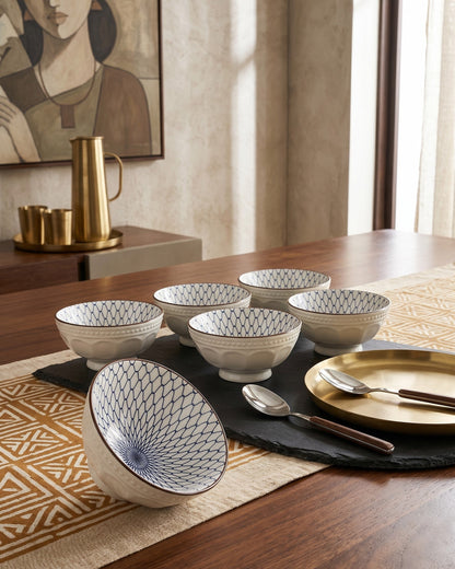 Modern Line Art Katori - Set Of 6 Style - 4