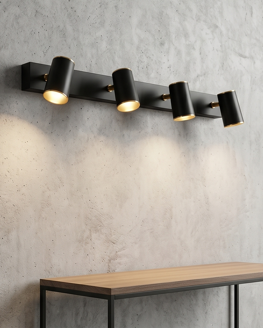 Matte Black Linear Vanity Light - 4 Lights