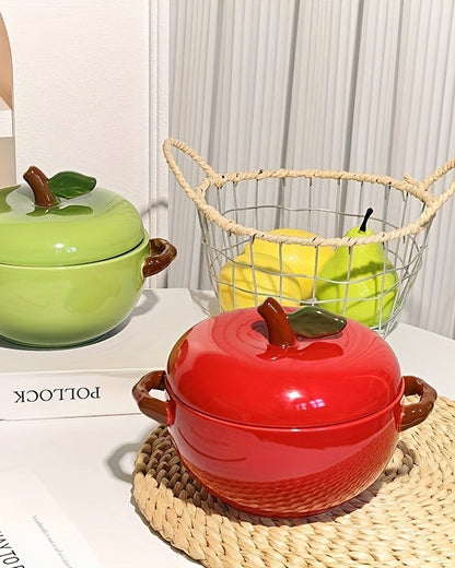 Red Apple Ceramic Casserole With Lid - 3 Ltr
