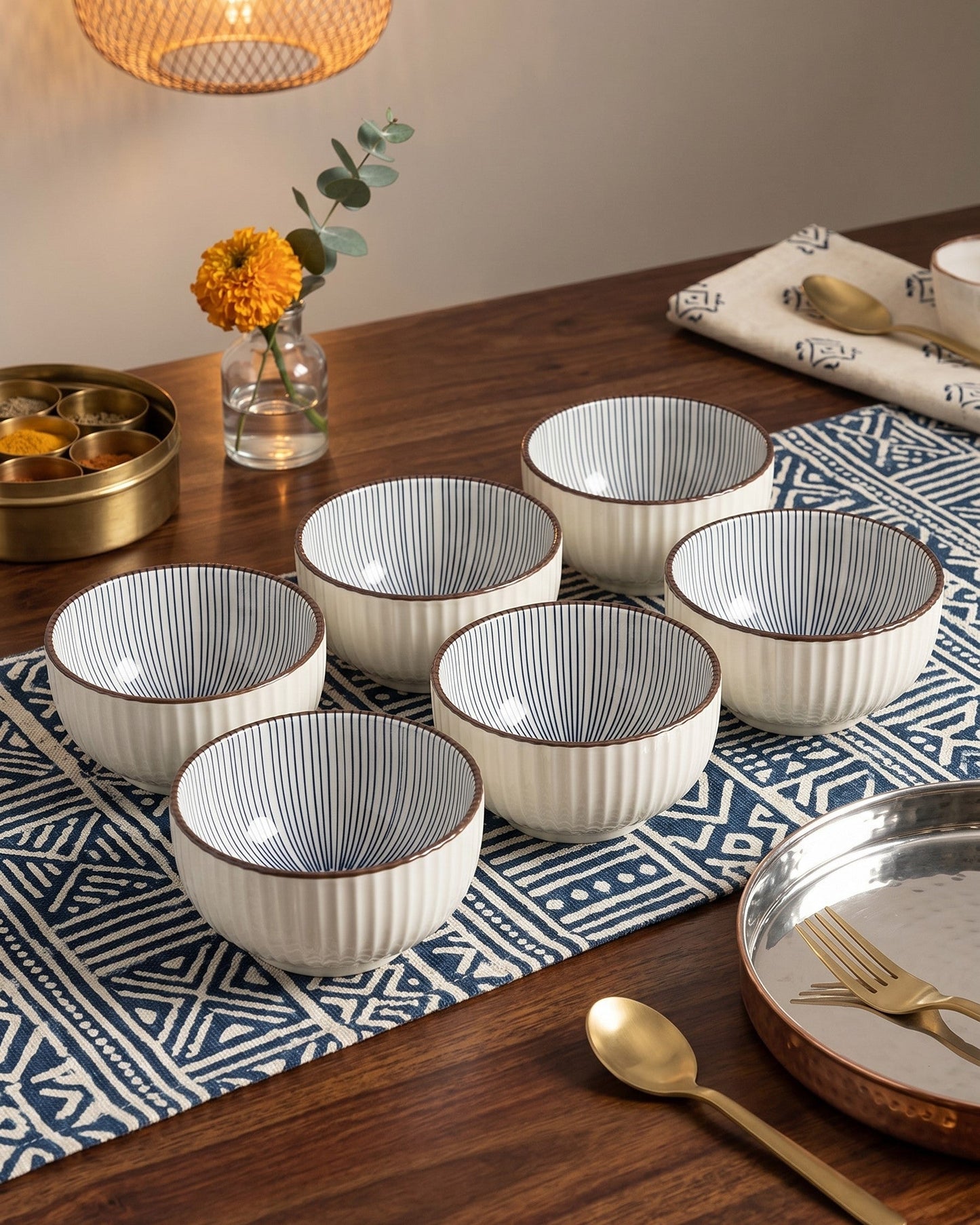 Midnight Blossom Katori - Set Of 6 Style -1