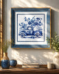 Blue & White Framed Wall art - 12"x12"