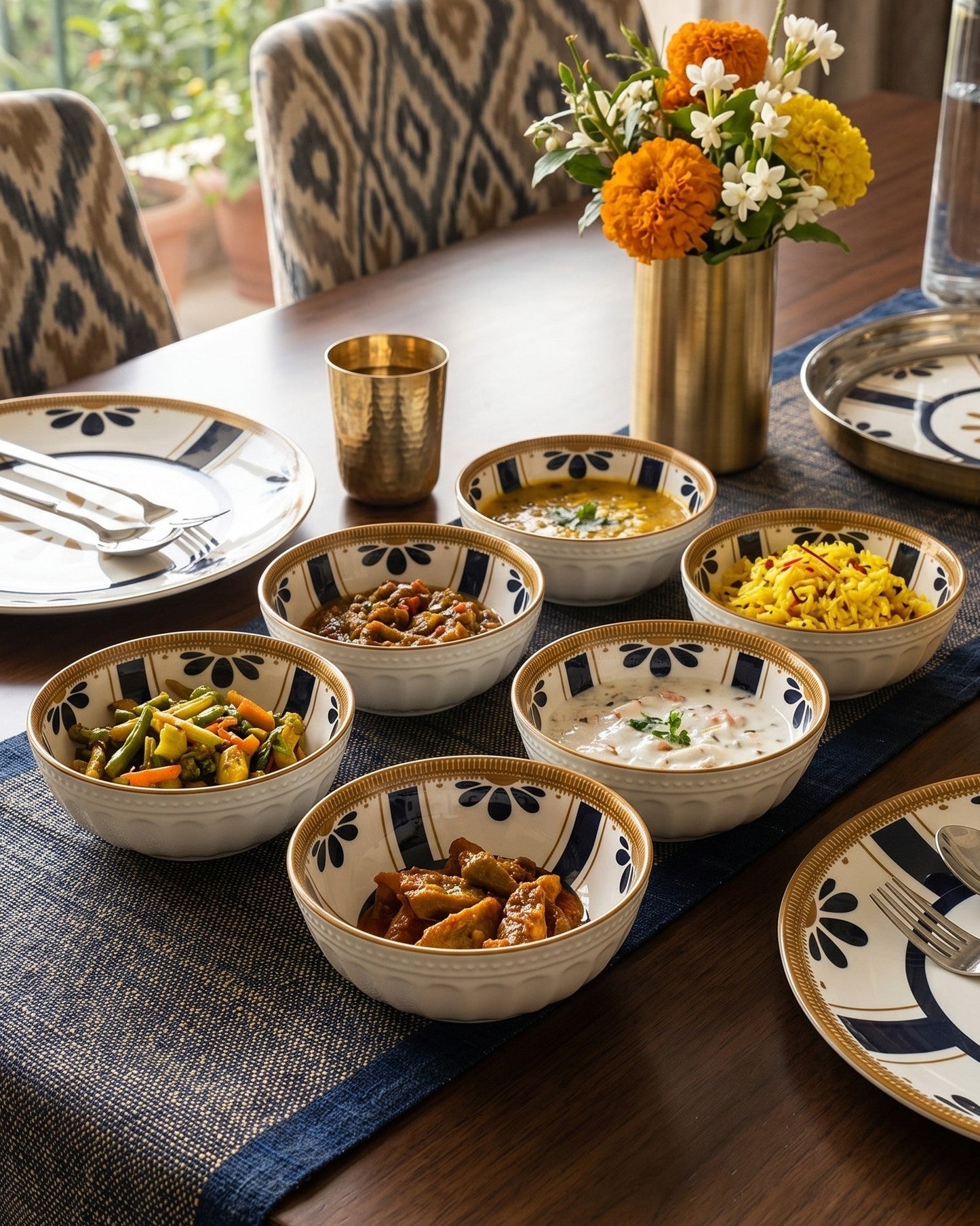 Golden Bloom Katori - Set Of 6 Style - 5