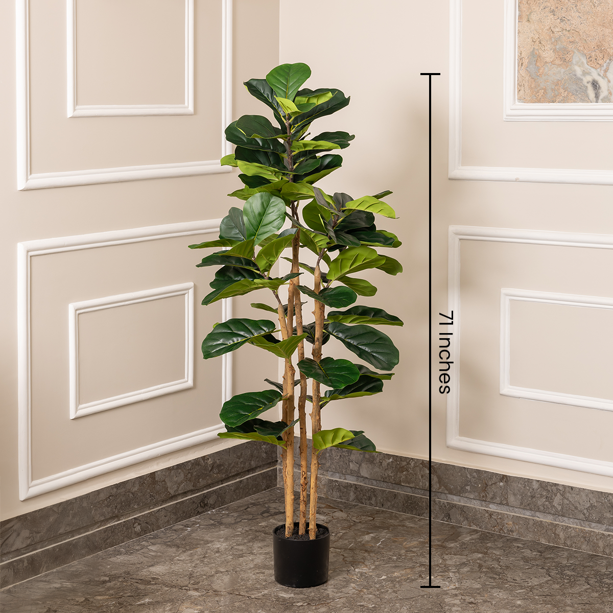 Elegant Green Fiddle Leaf Fig Artificial plant - (5.8 Feet) (Natural Feel)