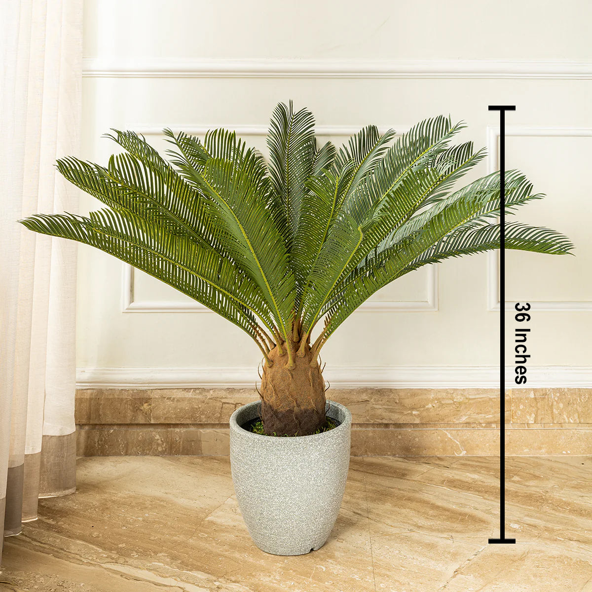 Green Haven Sago Palm Artificial Plant ( 3 Feet ) (Natural Feel)