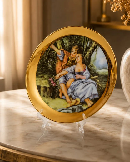 Victorian Elegance Golden Rim Decorative Plates - 10"