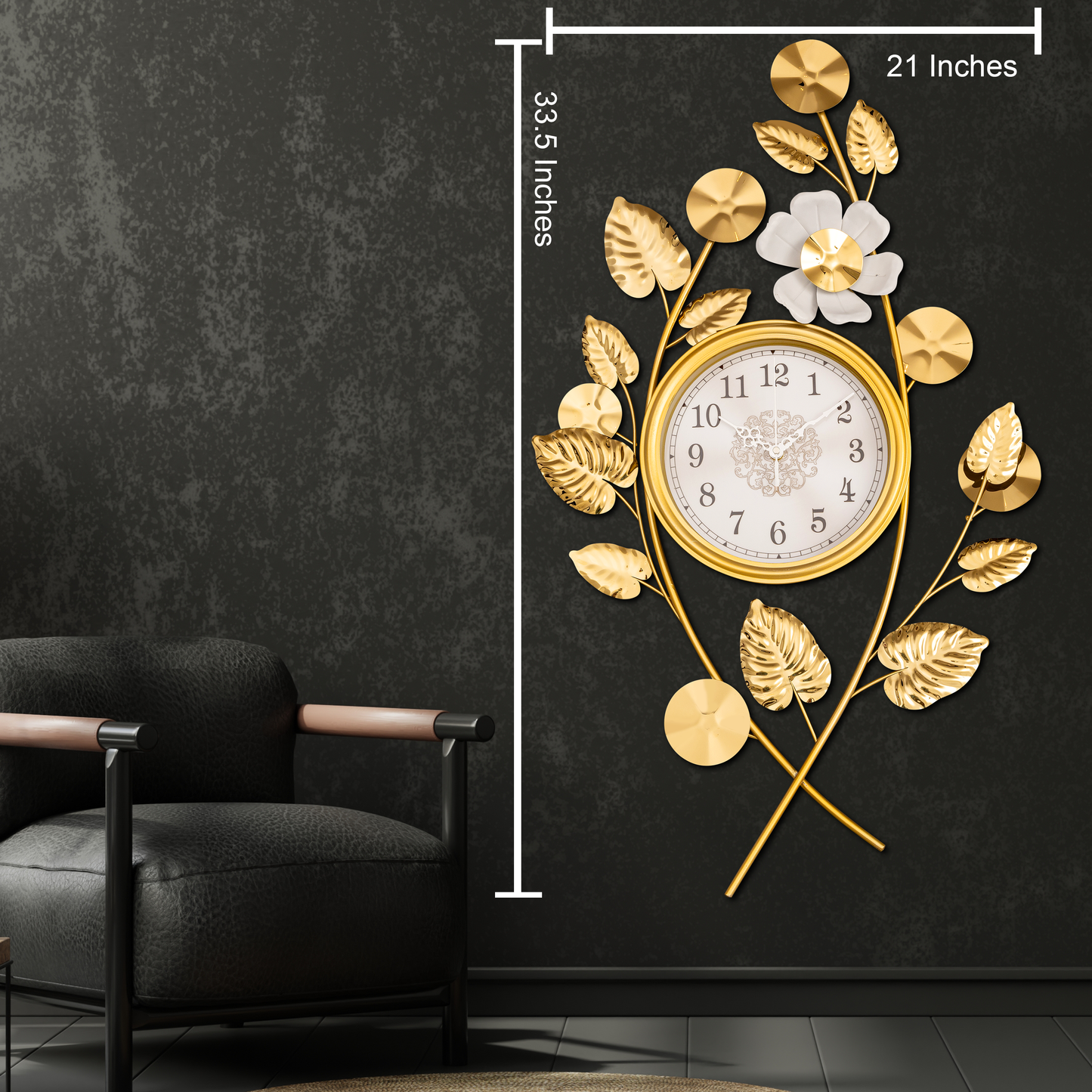 Whispering Petals Metal Wall Art Clock