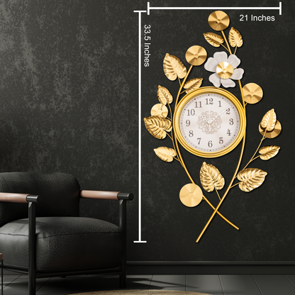 Whispering Petals Metal Wall Art Clock