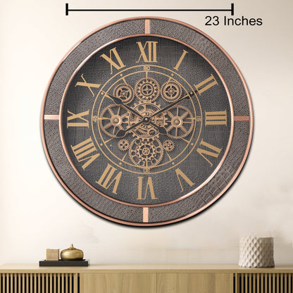 Whispering Wheel Luxury Designer Watches Wall clocks for the Home With Moving Gear Mechanism Buy Wall Clock Online (Steel Body)