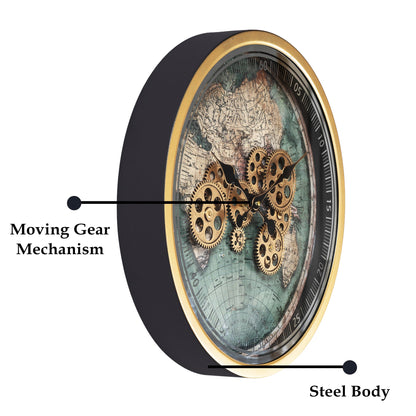 Timeless World Luxury Designer Wall Clocks for the Home With Moving Gear Mechanism Buy Wall Clock Online - Medium (Steel Body)