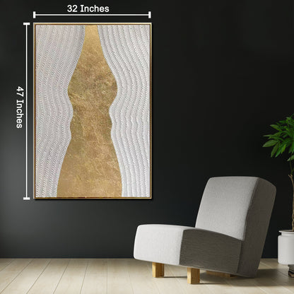 Serene Gold Mirage Modern Wall Art ( 32 x 47 Inches )