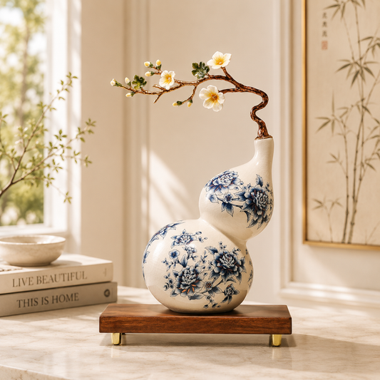 Ornavelle Bloom Decorative Vase & Showpiece for Home & Item for Home Decoration  - Blue Flower