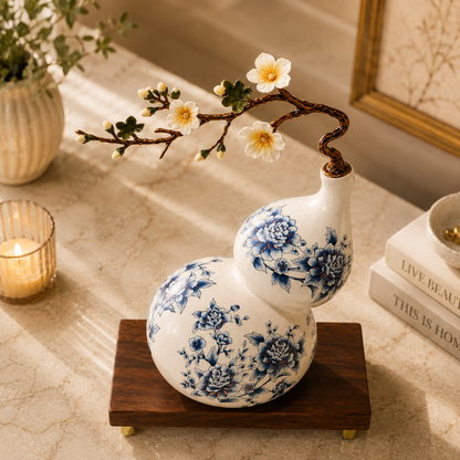 Ornavelle Bloom Decorative Vase & Showpiece for Home & Item for Home Decoration  - Blue Flower