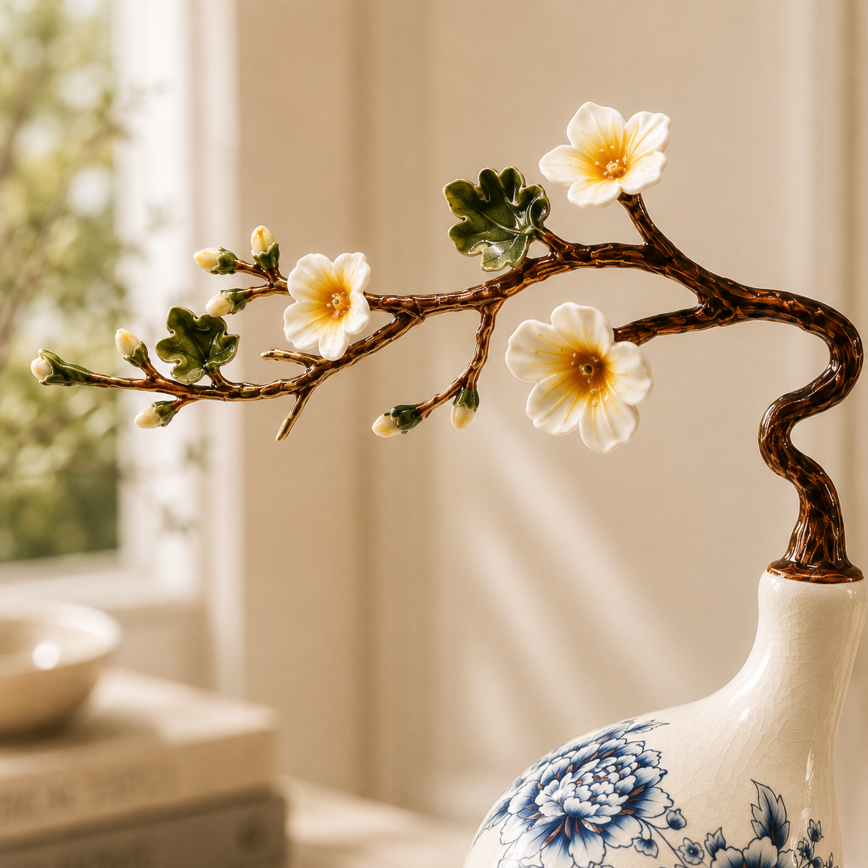 Ornavelle Bloom Decorative Vase & Showpiece for Home & Item for Home Decoration  - Blue Flower