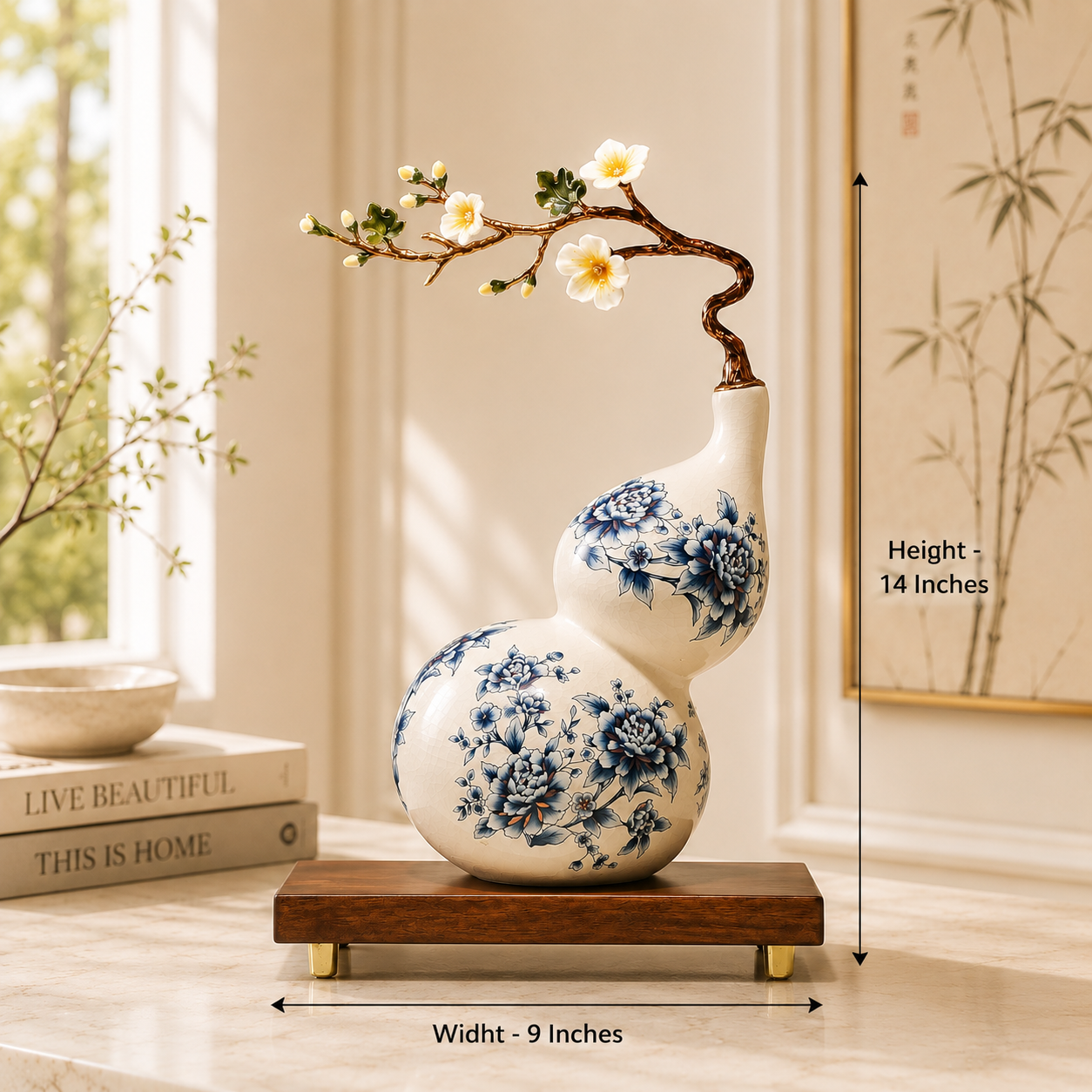 Ornavelle Bloom Decorative Vase & Showpiece for Home & Item for Home Decoration  - Blue Flower