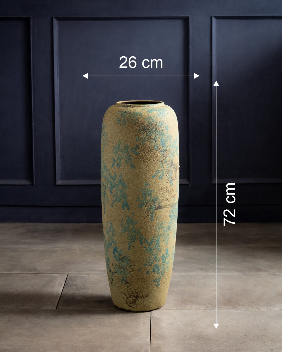 Antique Teal Textured Floor Vase - Small