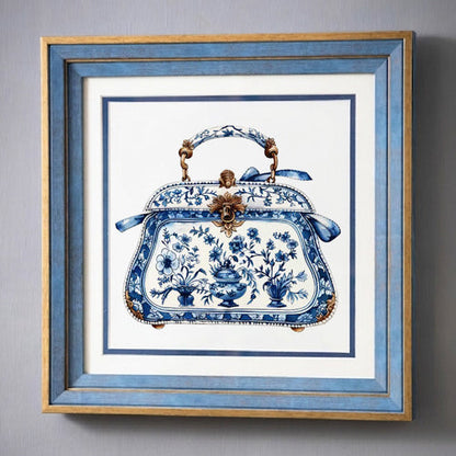 Blue & White Framed Wall art - 12"x12"